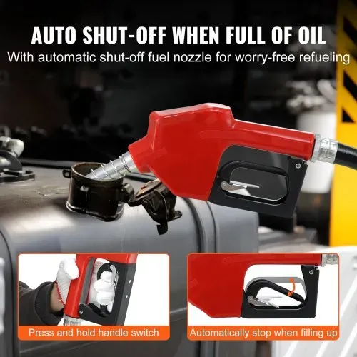 VEVOR Dieselpumpe, 155 W Kraftstoffpumpe Absaugpumpe, 1/4 PS Heizölpumpe 12 V 8 m Förderhöhe 3 m Saughöhe Selbstansaugend Automatik-Zapfpistole 4 m Auslassschlauch für Diesel Kerosin Transformatoröl – Bild 3