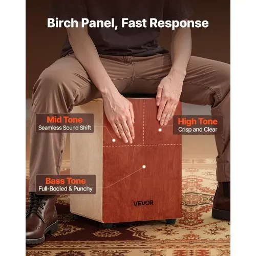 VEVOR Cajon, Kistentrommel mit internen Gitarrensaiten, leichte Drum-Box aus Holz, tragbares Trommel-Musikinstrument mit Reisetasche, abgerundeten Kanten, für Anfänger & Profis, 305x305x430 mm VEVOR Cajon, Kistentrommel mit internen Gitarrensaiten, leichte Drum-Box aus Holz, tragbares Trommel-Musikinstrument mit Reisetasche, abgerundeten Kanten, für Anfänger & Profis, 305x305x430 mm