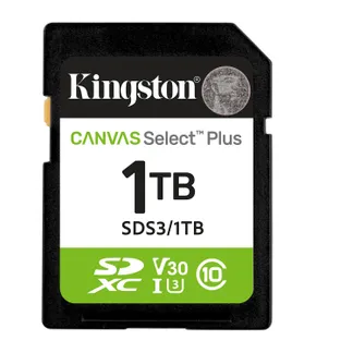 Kingston Technology 1TB SDXC Canvas Select Plus Gen3 150MB/s C10 UHS-I U3 V30 Kingston Technology 1TB SDXC Canvas Select Plus Gen3 150MB/s C10 UHS-I U3 V30