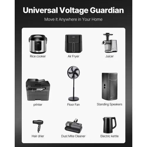 VEVOR 2000W Spannungswandler Transformator AC 110V⇋220V Transformer Wandler 2x US NEMA 5-15R 3-polige/2x standardmäßige europäische Shucko-Ausgangssteckdosen, 1x 5V-USB-Anschluss, 1x Typ-C-Buchse – Bild 6