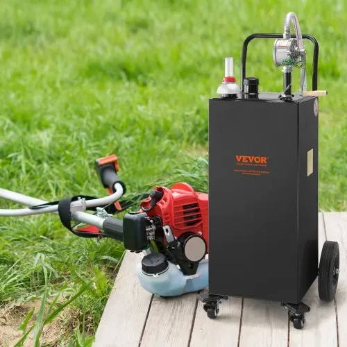 VEVOR Kraftstofftrolley 35 Gallonen Gaskraftstofftankbehälter 106 x 53 x 53 cm mit manueller Transferpumpe Benzin-Diesel-Kraftstoffbehälter für Autos Rasenmäher Geländefahrzeuge Boote Schwarz – Bild 7