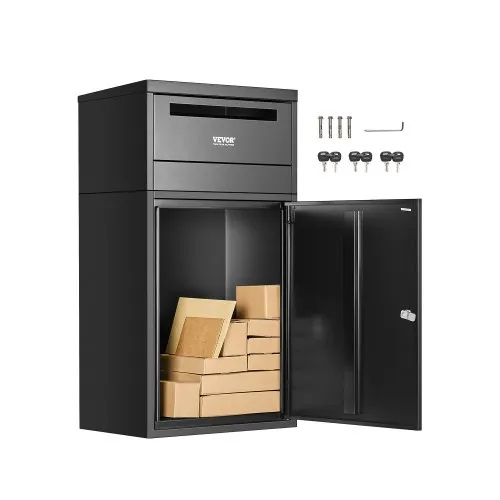 VEVOR Paketbriefkasten 500x325x909 mm, Paketkasten mit Schloss, Paketbriefbox aus verzinktem Stahl mit Diebstahlschutz-Design, Packstation für Zuhause und das Büro, Schwarz VEVOR Paketbriefkasten 500x325x909 mm, Paketkasten mit Schloss, Paketbriefbox aus verzinktem Stahl mit Diebstahlschutz-Design, Packstation für Zuhause und das Büro, Schwarz