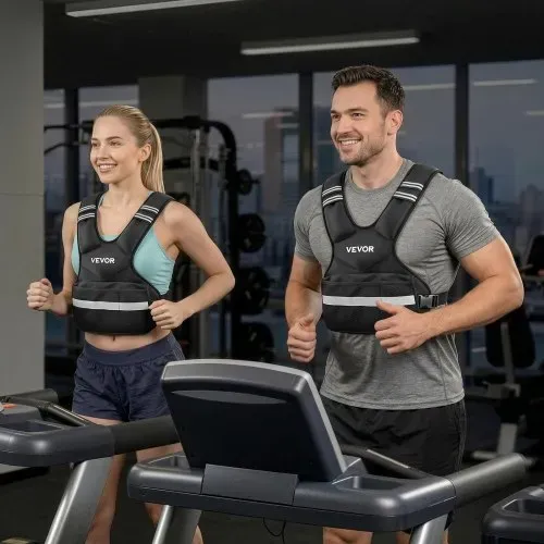 VEVOR Gewichtsweste Verstellbar mit 8 Gewichtsbeuteln à 2 lbs für Individuelles Training, X-förmige Fitnessweste mit Reflektorstreifen und Schnallenriemen für Krafttraining Laufen und Joggen Schwarz – Bild 7