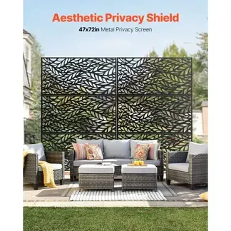 VEVOR Paravent, 120×50,8×183 cm, Sichtschutzwände & -paneele für den Außenbereich, freistehende Trennwand mit Ständer, dekorativer Raumteiler für Balkon, Terrasse, Innenbereich, Schwarz VEVOR Paravent, 120×50,8×183 cm, Sichtschutzwände & -paneele für den Außenbereich, freistehende Trennwand mit Ständer, dekorativer Raumteiler für Balkon, Terrasse, Innenbereich, Schwarz