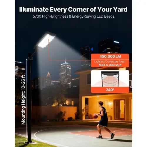 VEVOR Solar Straßenlaterne 450000LM, Straßenlampe 8000W, Solarleuchte mit Dämmerungssensor, LED-Flutlicht mit Bewegungsmelder, IP67 wasserdichte Außenbeleuchtung, für Einfahrt & Hof, 3er-Pack VEVOR Solar Straßenlaterne 450000LM, Straßenlampe 8000W, Solarleuchte mit Dämmerungssensor, LED-Flutlicht mit Bewegungsmelder, IP67 wasserdichte Außenbeleuchtung, für Einfahrt & Hof, 3er-Pack