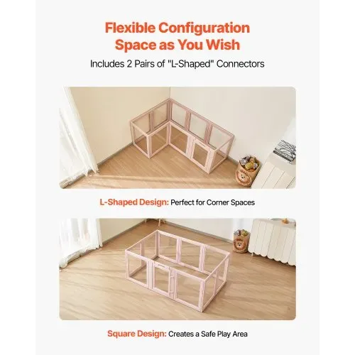 VEVOR Wurfkiste für Welpen, 1540x1000x600 mm, Welpenlaufstall, mit transparenten Fenstern und Schloss, pinken Rahmen, Hundelaufstall, Tierlaufstall, Hunde Wurfbox für mittelgroße Hunde – Bild 5
