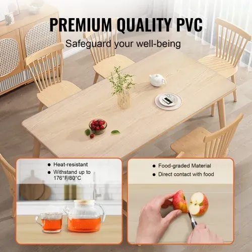 VEVOR Tischfolie Tischschutz Transparent 1,5 mm Dicke, Tischschutz-Folie PVC 457 x 925,4 mm Rechteckige Tischdecke Tischfolie Abwaschbar Verschleißfest Hitzebeständig Wasserdichte Tisch-Schutzfolie – Bild 2