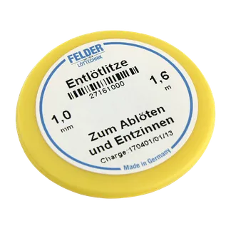 Entlötlitze FELDER, 1,0mm, mit halogenfreiem Flussmittel getränkte Kupferlitze, 1,60m Spule Entlötlitze FELDER, 1,0mm, mit halogenfreiem Flussmittel getränkte Kupferlitze, 1,60m Spule