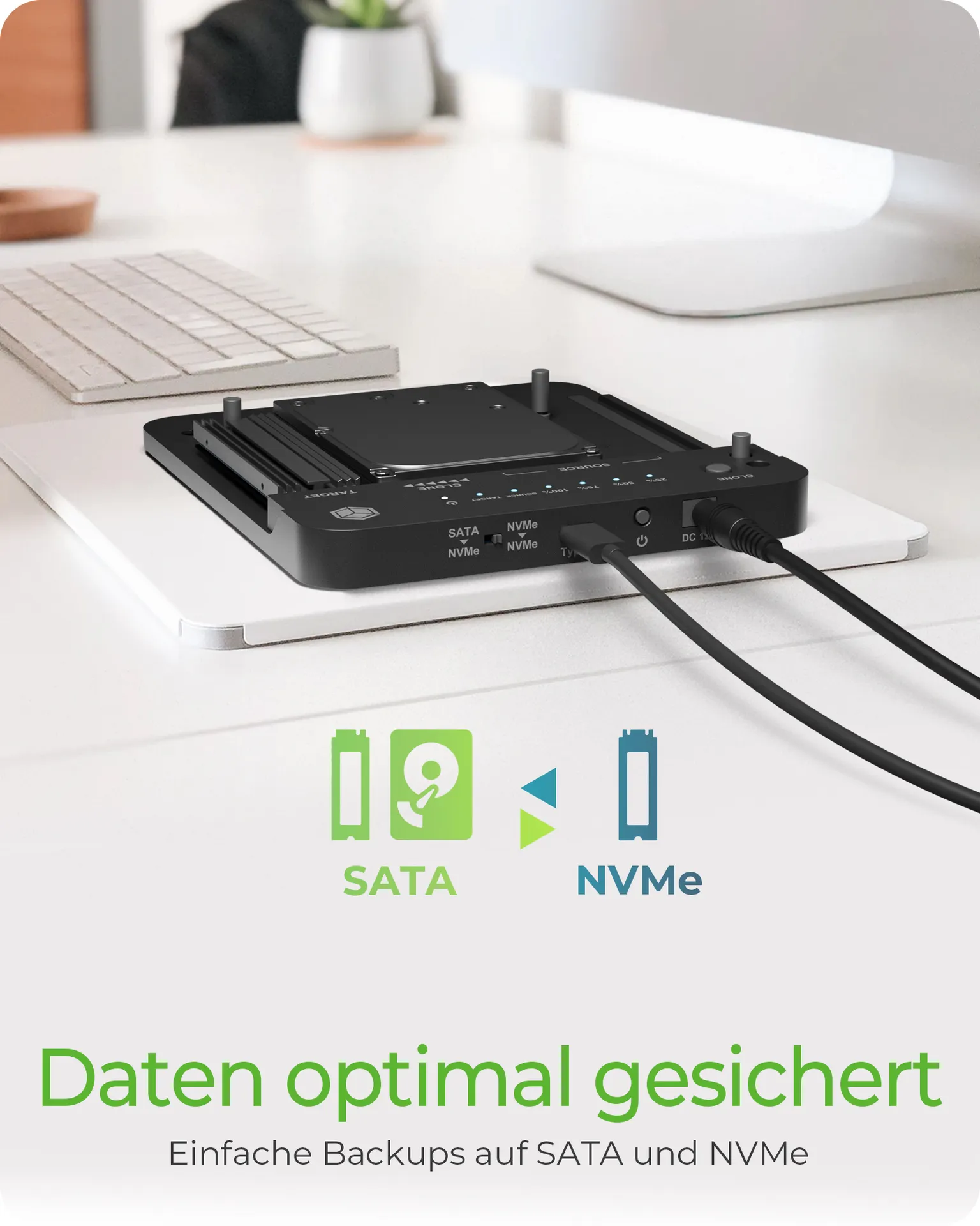 ICY BOX IB-2913MCL-C31, Docking & CloneStation für M.2 NVMe/SATA & 2,5"/3,5" SATA zu M.2 NVMe SSDs – Bild 4