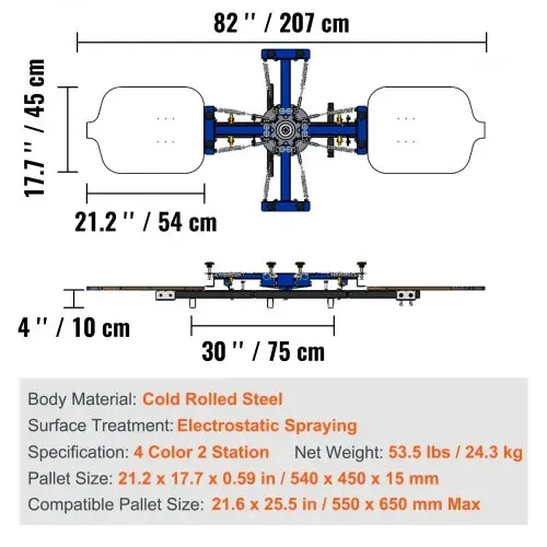 VEVOR Siebdruckpresse T-Shirt Siebdruckmaschine 4 Farben + 2 Stationen, T-Shirtpresse, Hitzepresse Transferpresse DIY Ausrüstung Drucker, Textildruck Kleidung, Kissenbezüge, Gepäckstücke usw. – Bild 6