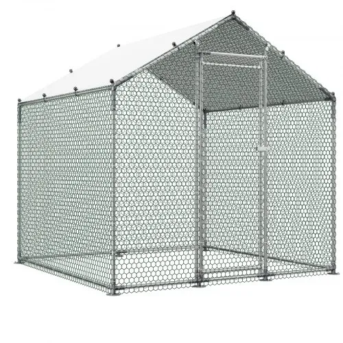 VEVOR Hühnerstall, 2x2x2 m begehbarer Hühnerauslauf mit Abdeckung, Hühnerauslauf mit Turmdach & Sicherheitsschloss, Enten- & Kaninchenkäfig, Geflügelgehege für Hinterhof, Bauernhof, Hof – Bild 10