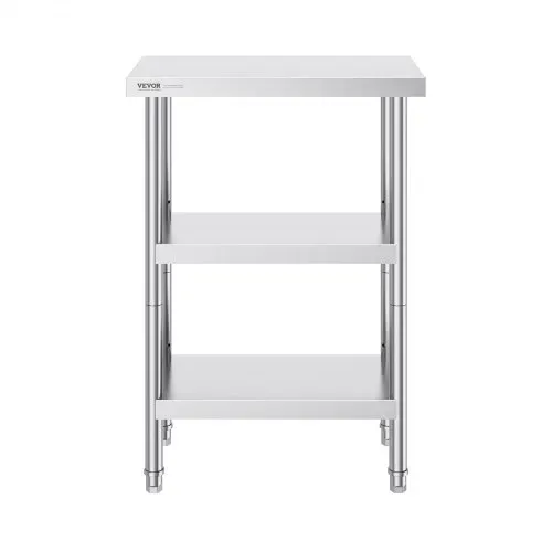 VEVOR Lebensmittel-Zubereitungstisch Edelstahl, Arbeitstisch für gewerbliche Küchen, mit 2 verstellbaren Unterregalen, 356 x 610 x 864 mm Zubereitungstisch aus Metall für Grill, Küche, Zuhause – Bild 10