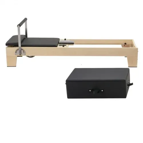 VEVOR Pilates Reformer Trainingsgerät aus Holz für den Einsatz im Heim-Fitnessstudio, Pilates-Bett mit doppeltem Widerstand – Feder & Kordel, Ausrüstung mit Sitzbox , bis zu 181,44 kg – Bild 10