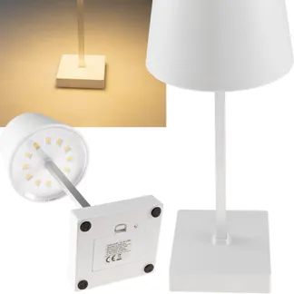 LED Tischleuchte 26cm, Weiß 3xAA A Batterie, dimmbar, Licht warmweiß LED Tischleuchte 26cm, Weiß 3xAA A Batterie, dimmbar, Licht warmweiß