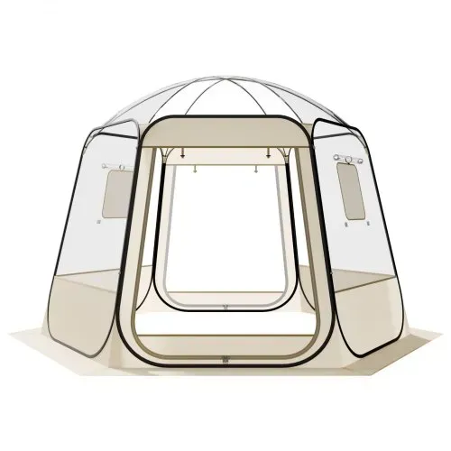 VEVOR Pop-up-Bubble-Zelt, 305 x 275 x 220 cm, transparentes Campingzelt, Garten-Kuppel-Iglu-Zelt mit Fenstern, Sportzelt, 540°-Panoramablick, für 4–8 Personen, Terrasse, Hinterhof – Bild 9