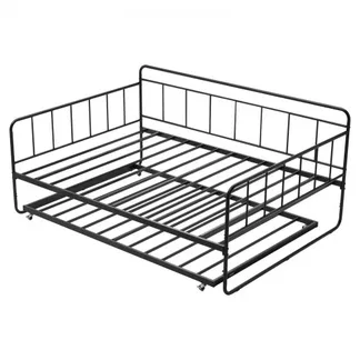 VEVOR Tagesbettrahmen in voller Größe, Tagesbett mit Ausziehbett, Plattformbettrahmen Sofabett (181,44 kg Tragkraft) mit Metalllattenunterstützung für Wohnzimmer Schlafzimmer Gästezimmer, schwarz VEVOR Tagesbettrahmen in voller Größe, Tagesbett mit Ausziehbett, Plattformbettrahmen Sofabett (181,44 kg Tragkraft) mit Metalllattenunterstützung für Wohnzimmer Schlafzimmer Gästezimmer, schwarz
