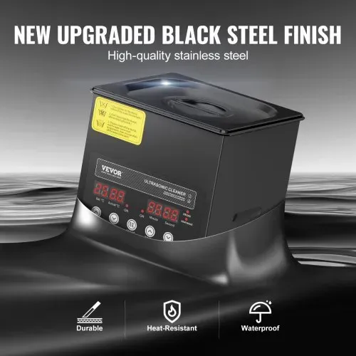 VEVOR 2 L Ultraschallreiniger 60 W digitales Ultraschallreinigungsgerät mit Schonmodus & verbesserter Entgasung, 40 kHz industrieller Schmuckreiniger mit Heizung & Timer, für Brillen Uhren Schwarz – Bild 4