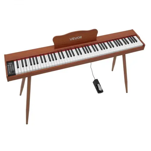 VEVOR Digitalpiano 88 Halbgewichtete Tasten in Standardgröße E-Piano Braun für Anfänger, 600 Klangfarben, 600 Rhythmen, USB, MIDI, Audioausgang, Kopfhörerbuchse, Sustain-Pedal und HiFi-Lautsprechern – Bild 10