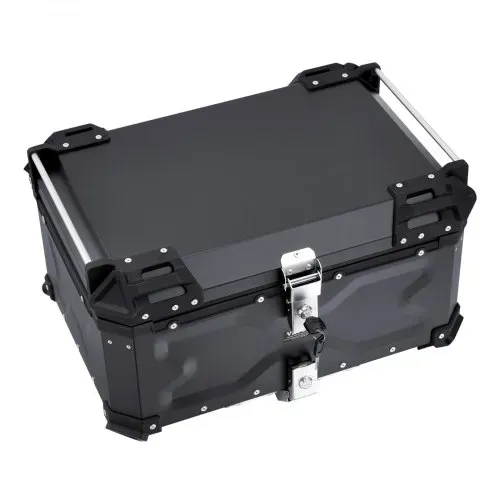VEVOR Motorrad-Topcase Motorradkoffer 65 L Heckbox aus Aluminiumlegierung mit Lederfutter, abnehmbare Motorrad-Topbox mit Schloss & Rückenpolster, Helmkoffer (565 x 500 x 380 mm) Schwarz – Bild 8