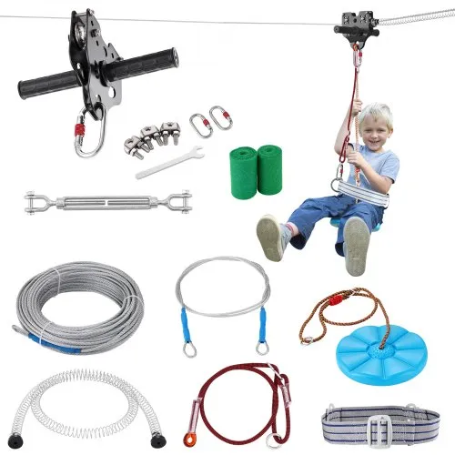 VEVOR Zipline Seilrutsche 48,77 m Seilbahn, Zip Line Kit bis 150 kg, Backyard Zip Line Kit mit verbessertem Federbremssystem, Seilbahn für Garten Außenbereich (Nur für Teenager. Nicht für Erwachsene.) VEVOR Zipline Seilrutsche 48,77 m Seilbahn, Zip Line Kit bis 150 kg, Backyard Zip Line Kit mit verbessertem Federbremssystem, Seilbahn für Garten Außenbereich (Nur für Teenager. Nicht für Erwachsene.)