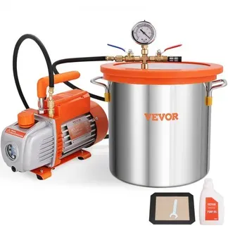 VEVOR Vakuumpumpe mit 11L Vakuumkammer 100L/min Unterdruckpumpe 150W AC 220V/50Hz 1440U/min 5pa 250ml-Ölkapazität HVAC-Vakuumgeräte Kühlvakuumpumpe für Holzstabilisierung Harzentgasung VEVOR Vakuumpumpe mit 11L Vakuumkammer 100L/min Unterdruckpumpe 150W AC 220V/50Hz 1440U/min 5pa 250ml-Ölkapazität HVAC-Vakuumgeräte Kühlvakuumpumpe für Holzstabilisierung Harzentgasung