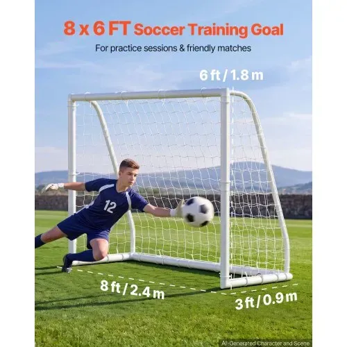 VEVOR Fußballtor 244 x 182 cm Tragbares PVC Outdoor-Soccertor mit PE-Netz, für Gärten, Parks und Schulen, Wetterfest, mit Bodenankern, Zielscheibe, 600D-Oxford-Tasche und Stabilität bei über 110 km/h VEVOR Fußballtor 244 x 182 cm Tragbares PVC Outdoor-Soccertor mit PE-Netz, für Gärten, Parks und Schulen, Wetterfest, mit Bodenankern, Zielscheibe, 600D-Oxford-Tasche und Stabilität bei über 110 km/h