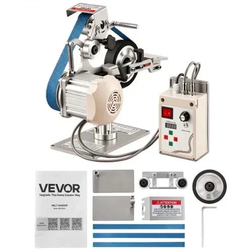 VEVOR Bandschleifmaschine 550 W, Bandschleifer mit 3 Stk. 762x25,4 mm Schleifbändern, 200-5000 U/min Verstellbarer Bandpolierer mit Dualmodi & Max. 21 m/s Bandgeschwindigkeit für Metallbearbeitung – Bild 8
