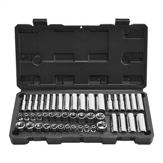 VEVOR Steckschlüsselsatz 46-tlg. 6,4 mm Antrieb, SAE- und metrische Größe, tief und Standard, Mechaniker-Werkzeugsatz mit Aufbewahrungskoffer, verchromter CR-V-Legierungsstahl, für Autoreparatur VEVOR Steckschlüsselsatz 46-tlg. 6,4 mm Antrieb, SAE- und metrische Größe, tief und Standard, Mechaniker-Werkzeugsatz mit Aufbewahrungskoffer, verchromter CR-V-Legierungsstahl, für Autoreparatur
