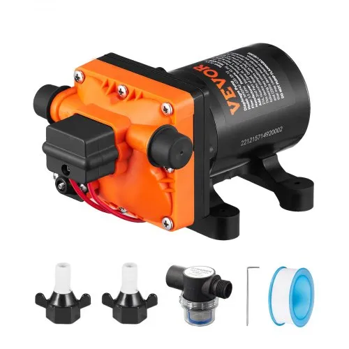 VEVOR Wassermembranpumpe, 12 V DC, 13L/min Durchfluss, 3,8 bar Nenndruck (2,76–5,5 bar einstellbar), 1/2 Zoll MNPT selbstansaugende Sprühpumpe mit Druckschalter für Wohnmobil, Camper, Marine, Boot VEVOR Wassermembranpumpe, 12 V DC, 13L/min Durchfluss, 3,8 bar Nenndruck (2,76–5,5 bar einstellbar), 1/2 Zoll MNPT selbstansaugende Sprühpumpe mit Druckschalter für Wohnmobil, Camper, Marine, Boot