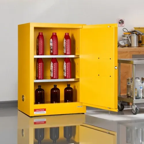 VEVOR Brennbarer Lagerschrank 49,21 L, 59 x 46 x 90 cm Brandschutzschrank mit Verstellbarem Regal, Kaltgewalzter und Verzinkter Stahl-Brandschutzschrank, für Gewerbliche, Industrielle Nutzung, Gelb – Bild 7