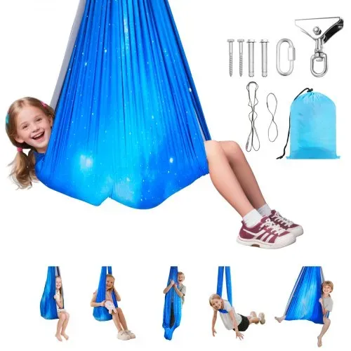 VEVOR Aerial Yoga Hängematte Set aus doppellagigem Stoff, Aerial Yoga Swing Air Fliegen, Yoga-Schaukel mit 360°-Drehaufhängung & O-Sling & 136,07 kg Max. Tragfähigkeit, Hängeschaukeln Blau – Bild 8