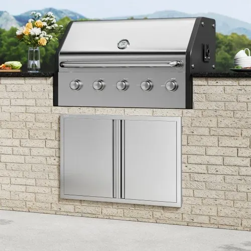 VEVOR Grill-Zugangstür, 914 x 610 mm, Doppelte Außenküchentür, Flächenbündig Montierte Edelstahltür, Vertikale Wandtür mit Versenkbaren Griffen, für Grillinsel, Grillstation, Außenschrank – Bild 7
