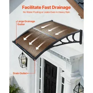 VEVOR Vordach für Haustür 965×1017 mm, Pultbogenvordach, Pultvordach mit Entwässerung & ABS-Halterung, Regen-, Schnee- & Sonnenschutz, Polycarbonat-Türüberdachung für Veranda & Terrasse, Braun VEVOR Vordach für Haustür 965×1017 mm, Pultbogenvordach, Pultvordach mit Entwässerung & ABS-Halterung, Regen-, Schnee- & Sonnenschutz, Polycarbonat-Türüberdachung für Veranda & Terrasse, Braun