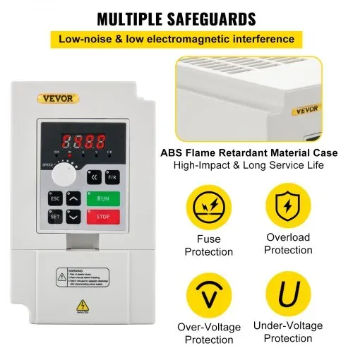 VEVOR Variabler Frequenzumrichter 220 V, 3 kW, 4PS, Variable Inverter, VFD Drehzahlregler, CNC Umrichter -5~40 °C, Vibration < 0,5 G, Ein-/Ausgangsstrom 0-14 A, Eingang 1 oder 3 Phasen, VFD Wandler – Bild 3
