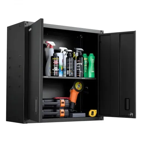 VEVOR Hängeschrank Werkstatt, 762x310x762 mm, Werkzeugschrank aus Stahl mit abschließbaren Türen & verstellbarem Regal, Wandhängeschrank für Garage, Keller, Küche, Lager, schwarz – Bild 9