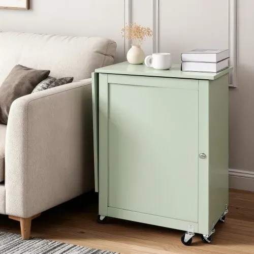 VEVOR klappbarer Nähtisch Nähmaschinentisch mit kompaktem Design & Ablagefächern & Holzklammern & magnetischem Türschloss, Mehrzwecktisch für Modestudio Kunststudio Zuhause, Hellgrün – Bild 7