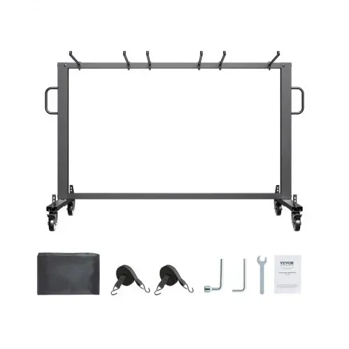 VEVOR Klappbarer Stuhlständer, 181 kg Tragkraft, Klappstuhlwagen für 42 Stühle oder 12 Tische, multifunktionaler Stuhlwagen mit Gummirädern und -haltern, großer Stuhlhalter, mattschwarz – Bild 8