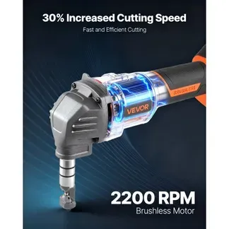 VEVOR Metallknabber Blechknabber kabellos mit Akku (4000 mAh), Blechschneider mit effizientem bürstenlosem Motor (2200 U/min) & Kunststoffkoffer, zum Schneiden von Stahlplatten & Aluminiumplatten VEVOR Metallknabber Blechknabber kabellos mit Akku (4000 mAh), Blechschneider mit effizientem bürstenlosem Motor (2200 U/min) & Kunststoffkoffer, zum Schneiden von Stahlplatten & Aluminiumplatten
