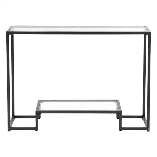 VEVOR 2-stufiger Konsolentisch moderner rechteckiger Flurtisch (107 x 35,4 x 75,5 cm) mit Platte aus gehärtetem Glas, Sofa-Beistelltisch mit Kippschutz für Wohnzimmer Flur Eingangsbereich Foyer – Bild 9