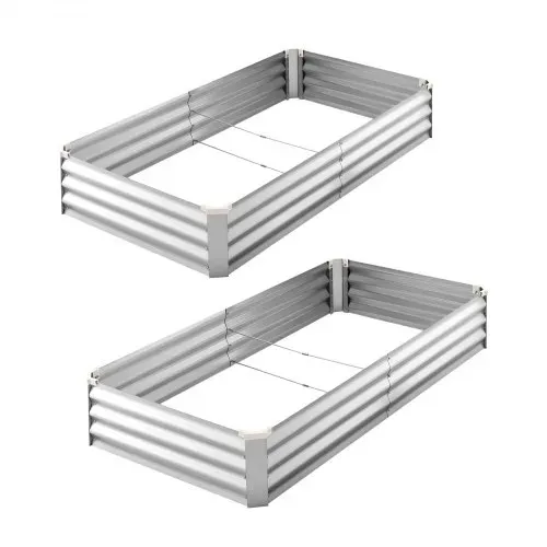 VEVOR Hochbeet Metall 2er-Pack 180x90x30 cm, Rechteckiges Gartenbeet, Pflanzkasten-Set für Außenbereich, Gemüsebeet mit Handschuhen, Blumenbeet Bodenlos, Pflanzbeet für Blumen & Gemüse, Silber – Bild 10