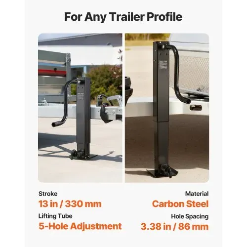 VEVOR Anhängerheber, 5443 kg Tragkraft, Anhängerstütze mit Kurbel, verstellbar von 703 bis 1377 mm, Reiseanhänger, Ausdrehstütze zum Anheben von Wohnmobil-, Nutzfahrzeug- & Yachtanhängern – Bild 2