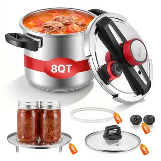 VEVOR Schnellkochtopf 7 L, Dampfkochtopf aus Edelstahl mit Dampfeinsatz & Deckel aus Gehärtetem Glas & 3 Druckstufen für Fleisch Bohnen Reis Suppen Soßen, Schnellkochtopf bis zu 100 kPa VEVOR Schnellkochtopf 7 L, Dampfkochtopf aus Edelstahl mit Dampfeinsatz & Deckel aus Gehärtetem Glas & 3 Druckstufen für Fleisch Bohnen Reis Suppen Soßen, Schnellkochtopf bis zu 100 kPa