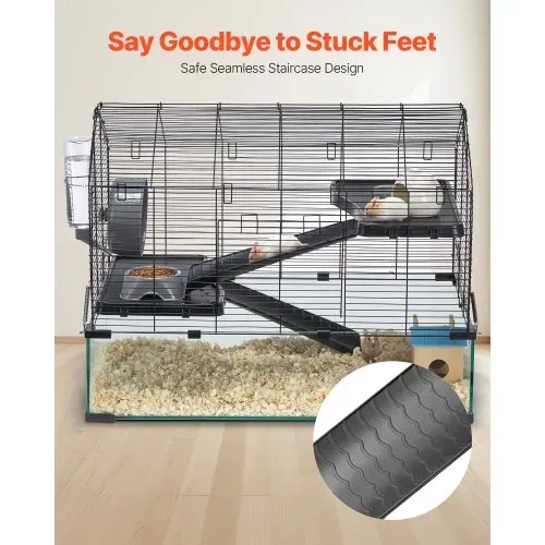 VEVOR Hamsterkäfig, 360°-Sicht, transparenter Hamsterlebensraum, Kleintierkäfig, 75x44x61 cm, belüfteter Mäusekäfig mit Wasserflasche, Rattenkäfig, tragbares Hamsterhaus für Ratten, Meerschweinchen – Bild 4