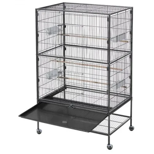 VEVOR Vogelkäfig, 800x520x1320 mm, Vogelvoliere aus Schmiedeeisen mit Sitzstangen, Schale & Kunststofffutternäpfen, Rollen, Vogelhaus für Papageien, Blaumeisen, Nymphensittiche & Kanarienvögel – Bild 10