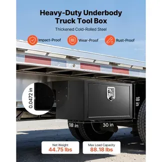VEVOR Lkw Unterbaubox 762 x 457 x 457 mm Unterflur Staukasten Kaltgewalzter Stahl Wasserdichter Werkzeugkasten mit T-Griff Schloss für Lkw Anhänger Transporter Werkzeugkiste Unterflurkasten Schwarz VEVOR Lkw Unterbaubox 762 x 457 x 457 mm Unterflur Staukasten Kaltgewalzter Stahl Wasserdichter Werkzeugkasten mit T-Griff Schloss für Lkw Anhänger Transporter Werkzeugkiste Unterflurkasten Schwarz