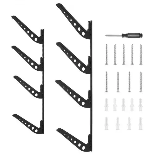 VEVOR Surfbrett-Wandhalterung (4 Ebenen) horizontales Surfbrett-Rack Aufhänger zur Aufbewahrung & Präsentation, höhenverstellbarer Organizer für Kiteboards Shortboards Skier Snowboards Schwarz – Bild 8