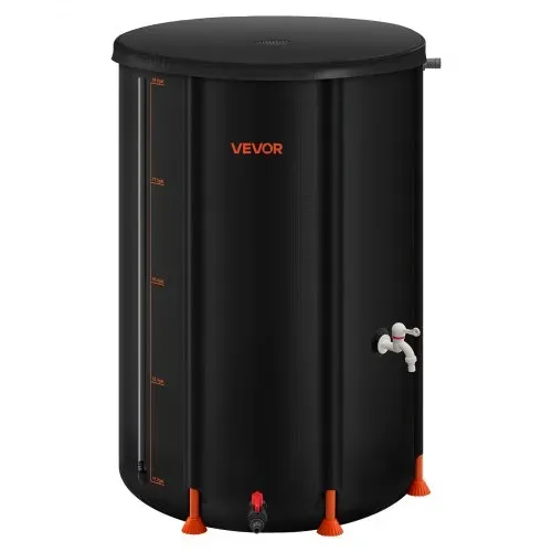 VEVOR Regentonne faltbar, 380 L tragbares Regenfass, Regenwassertank, 1000D PVC-Regenwassersammelsystem, Wassertank, Regenwassertonne mit Zapfhahn und Überlaufset, Schwarz – Bild 9