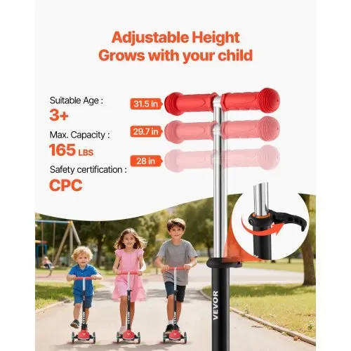 VEVOR Scooter (3 Räder) ab 3 Jahren, Cityroller Kinderroller mit leuchtenden Rädern & höhenverstellbarem Lenker & rutschfestem Deck & leichtem Aluminiumrahmen, Tretroller bis zu 75 kg, Rot VEVOR Scooter (3 Räder) ab 3 Jahren, Cityroller Kinderroller mit leuchtenden Rädern & höhenverstellbarem Lenker & rutschfestem Deck & leichtem Aluminiumrahmen, Tretroller bis zu 75 kg, Rot