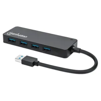 Manhattan 4-Port USB 3.2 Gen 1 Hub, USB-A-Stecker auf 4 x USB-A-Buchse, 5 Gbit/s Datenübertragungsraten, Stromversorgung über USB, schwarz Manhattan 4-Port USB 3.2 Gen 1 Hub, USB-A-Stecker auf 4 x USB-A-Buchse, 5 Gbit/s Datenübertragungsraten, Stromversorgung über USB, schwarz