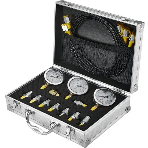 VEVOR Hydraulikdruck-Testset, 250 / 400 / 600 bar, 3 Messgeräte, 9 Prüfkupplungen, 3 Prüfschläuche, Bagger-Hydraulik-Testmessgeräte-Set mit Tragbarer Tragetasche für Bagger, Traktoren, Baumaschinen – Bild 8